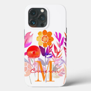 Persoonlijke bloemen met monogram en naam Case-Mate iPhone case
