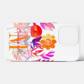 Persoonlijke bloemen met monogram en naam Case-Mate iPhone case (Achterkant (horizontaal))