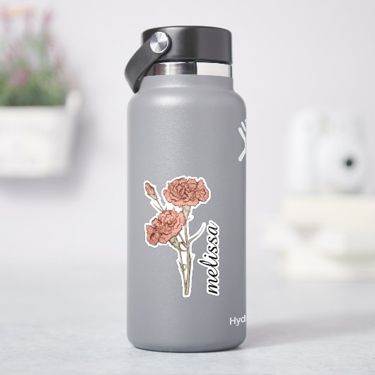 Persoonlijke Bloemenaam Elegante Op Maat Gemaakte  Sticker (HydroFlask)