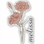 Persoonlijke Bloemenaam Elegante Op Maat Gemaakte  Sticker (Voorkant)