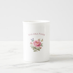 Persoonlijke bloemenaam mok Elegante roze pioenr