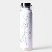 Persoonlijke bloemenaantal elegante script waterfles (Voorkant)