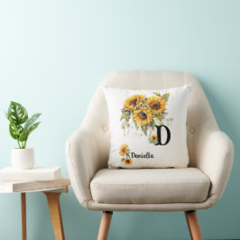 Persoonlijke bloemenaardige naam kussen