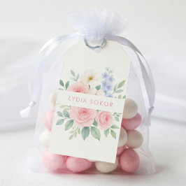 Persoonlijke bloemenaquarel cadeautag cadeaulabel