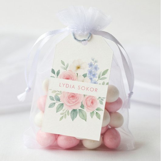 Persoonlijke bloemenaquarel cadeautag cadeaulabel