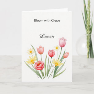 Persoonlijke bloemenaquarel kaart