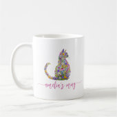 Persoonlijke bloemencat kitty koffiemok (Links)