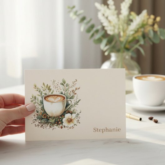 Persoonlijke bloemencoffiemok notitiekaartje