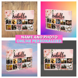 Persoonlijke bloemencollage met foto's voor Moeder
