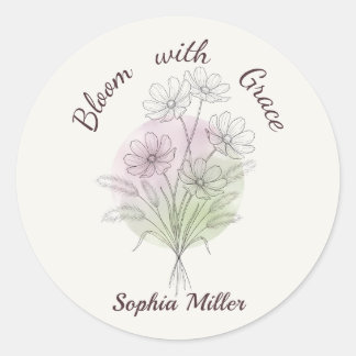 Persoonlijke bloemencosmos botanische aangepaste n ronde sticker