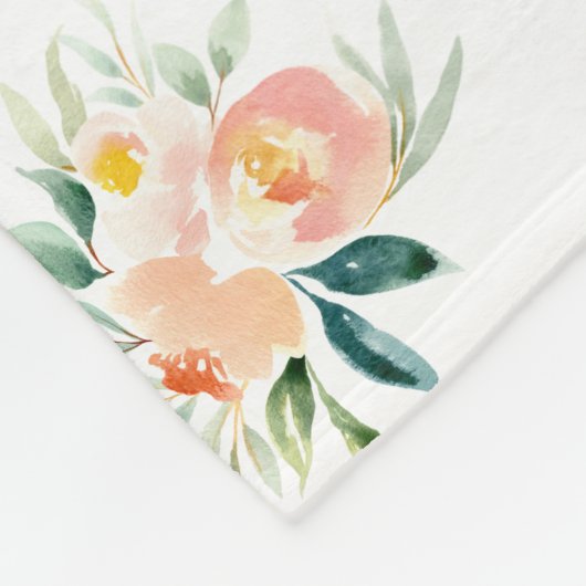 Persoonlijke bloemendeken met naam voor babymeisje fleece deken (Hoek)