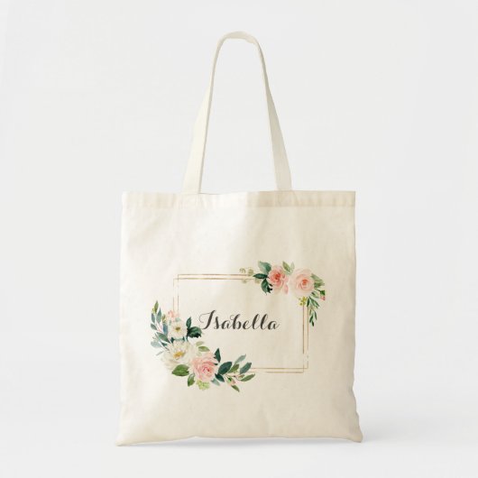 Persoonlijke bloemendraagtas bruidsmeisje tote bag (Voorkant)