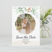 Persoonlijke bloemenfoto save the date (Staand voorkant)