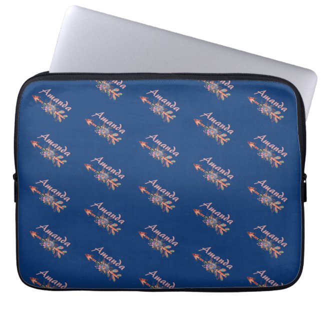 Persoonlijke bloemenge pijlen laptop sleeve (Voorkant)