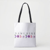 Persoonlijke bloemengeboortegift met naam tote bag (Voorkant)