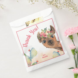 Persoonlijke bloemengebungelde lama-verjaardag bedankzakje