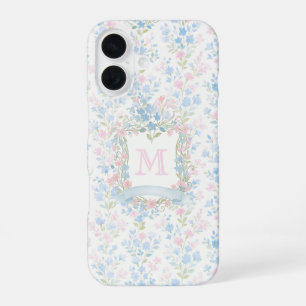 Persoonlijke bloemengroet telefoonhoes met monogra iPhone 16 hoesje
