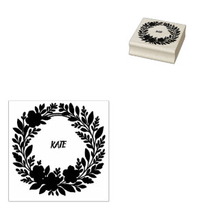 Persoonlijke bloemenkrans – aangepaste naam rubberstempel