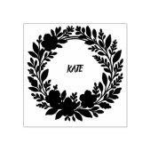 Persoonlijke bloemenkrans – aangepaste naam rubberstempel (Afrduk)