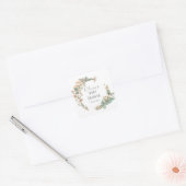 Persoonlijke bloemenkrans Baby Shower Vierkante Sticker (Envelop)
