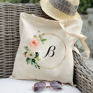 Persoonlijke bloemenkrans boodschappentas bruidsme tote bag