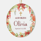 Persoonlijke bloemenkrans Doop Cadeau God zegene Keramisch Ornament (Links)