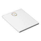 Persoonlijke bloemenkrans met monogram notitieblok (Schuin)