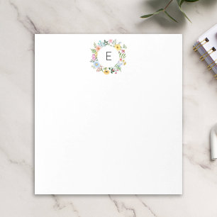 Persoonlijke bloemenkrans met monogram notitieblok