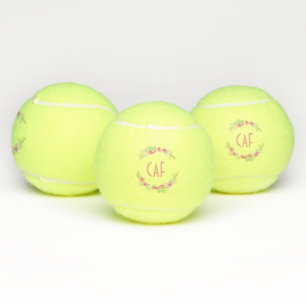 Persoonlijke bloemenkrans met monogram tennisballen