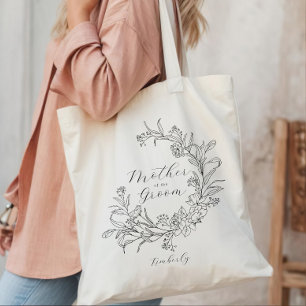 Persoonlijke bloemenkrans moeder van de bruidegom tote bag