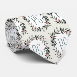Persoonlijke bloemenkrans monogram stropdas
