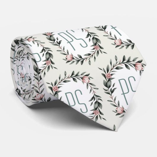 Persoonlijke bloemenkrans monogram stropdas (Opgerold)