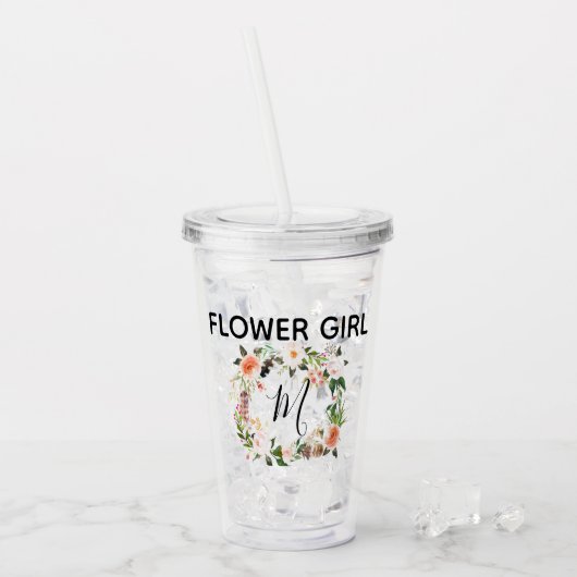 Persoonlijke Bloemenmeisje Cup Acryl Drinkbeker (Voorkant ijs)