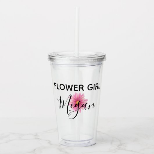 Persoonlijke Bloemenmeisje Cup Acryl Drinkbeker (Voorkant)