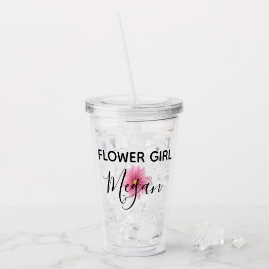 Persoonlijke Bloemenmeisje Cup Acryl Drinkbeker (Voorkant ijs)