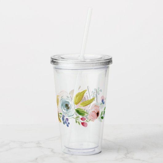 Persoonlijke Bloemenmeisje Cup Acryl Drinkbeker (Achterkant)