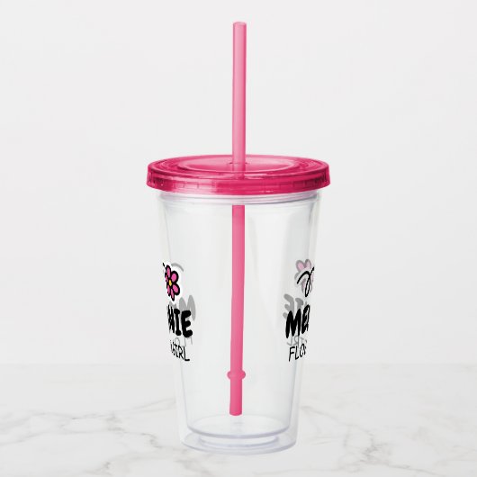 Persoonlijke bloemenmeisje naam acryltumbler cup acryl drinkbeker (Rechts)
