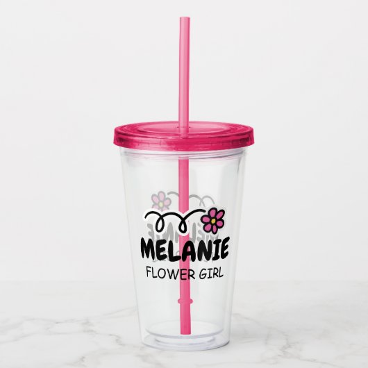 Persoonlijke bloemenmeisje naam acryltumbler cup acryl drinkbeker (Voorkant)
