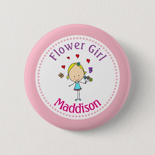 Persoonlijke bloemenmeisje ronde button 5,7 cm (Voorkant)