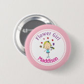 Persoonlijke bloemenmeisje ronde button 5,7 cm (Voorkant /achterkant)