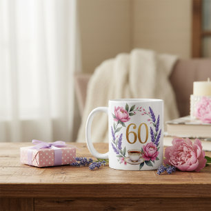 Persoonlijke bloemenmok voor oma's 60e verjaardag koffiemok