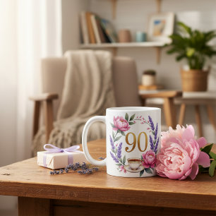 Persoonlijke bloemenmug voor oma's 90ste verjaarda koffiemok