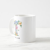 Persoonlijke bloemenoplage mok cadeau voor collega (Voorkant links)