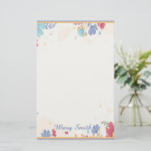 Persoonlijke bloemenrand briefpapier (Staand voorkant)