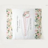 Persoonlijke bloemenshow voor Quinceanera-fotoback Wandkleed (Voorkant (horizontaal))