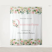 Persoonlijke bloemenshow voor Quinceanera-fotoback Wandkleed (Voorkant)