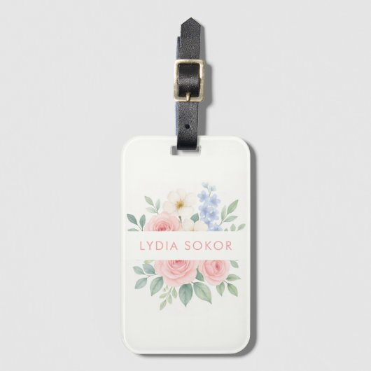 Persoonlijke bloemensieraden bagagelabel (Voorkant (verticaal))
