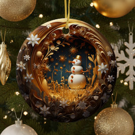 Persoonlijke bloemensneeuwman Kerstmis Keramisch Ornament