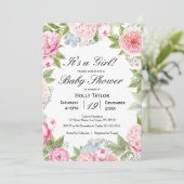 Persoonlijke bloementuin babyshower uitnodiging (Staand voorkant)