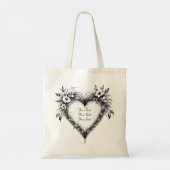 Persoonlijke bloemhart bruiloftstas tote bag (Achterkant)